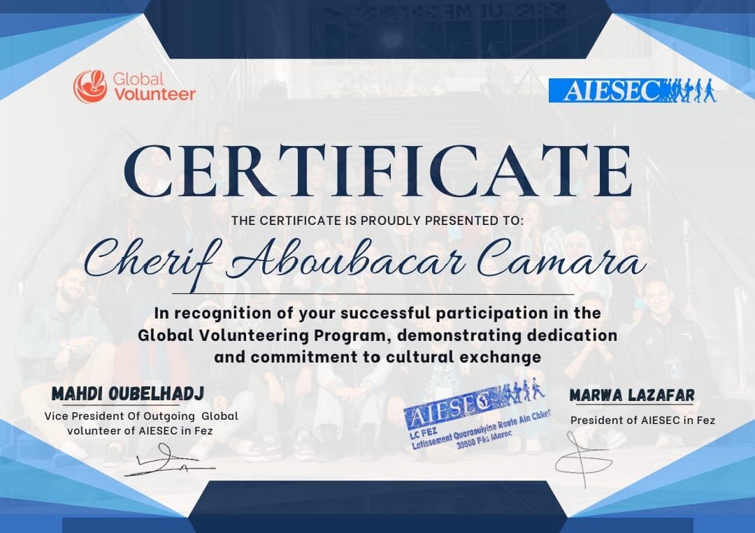 AIESEC Global Volunteering Program certificate